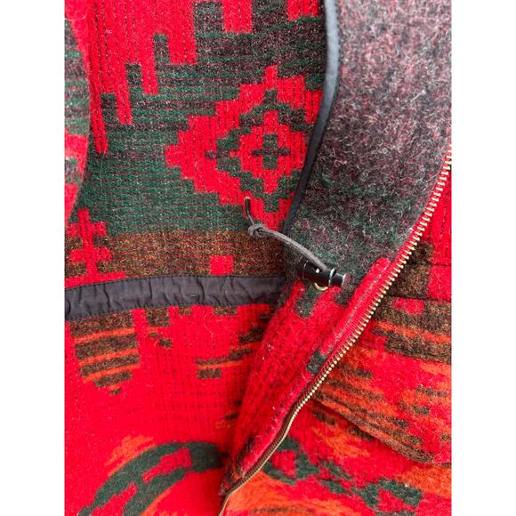 Vintage Woolrich Aztec Southwestern Hooded Wool Chore Coat M Pattern Print Red - Picture 9 of 15